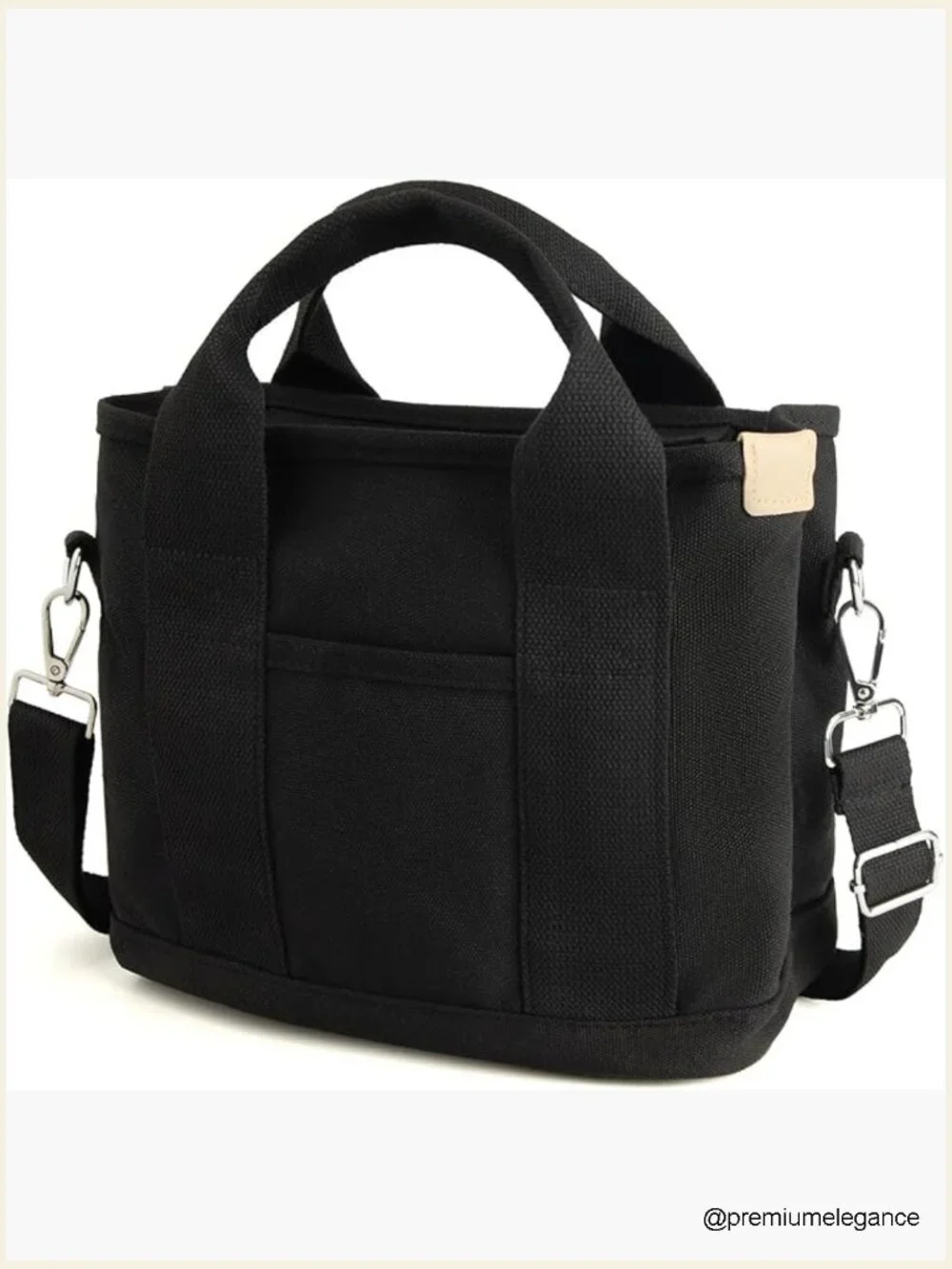 Small Canvas Mini Tote Bag with Zipper and Multi Pockets